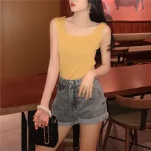 Без рукавов вязаный женский тонкий пуловер Джемпер вязаный свитер низ черный жилет