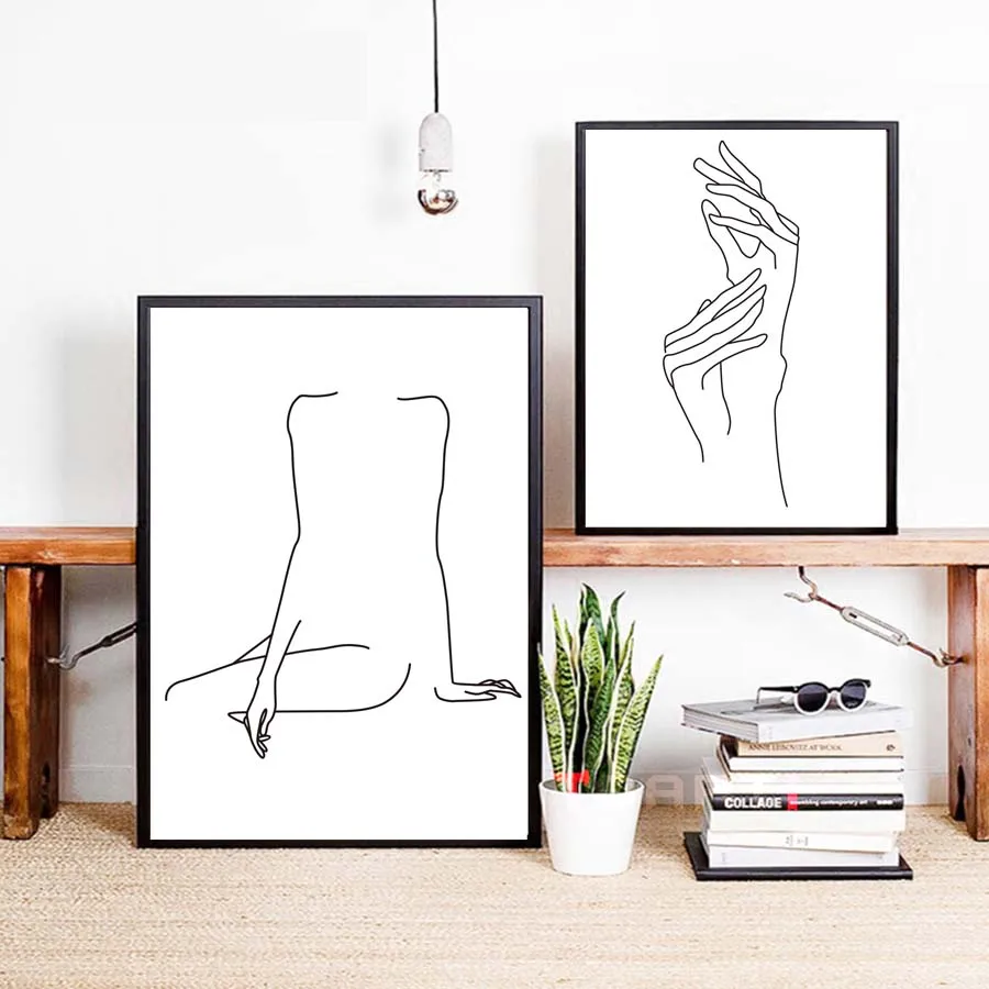 Lady Body Line Drawing Abstract Poster&amp;Prints Modern Canvas Painting Modular Wall Picture For Girls Bedroom Wall Art Home Decor (5)