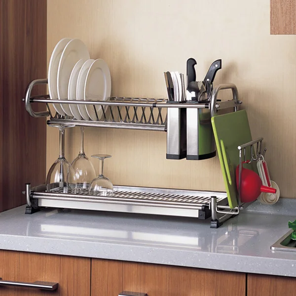  Kitchen versatile stainless steel double drain water filter with cutting board - 32915045086