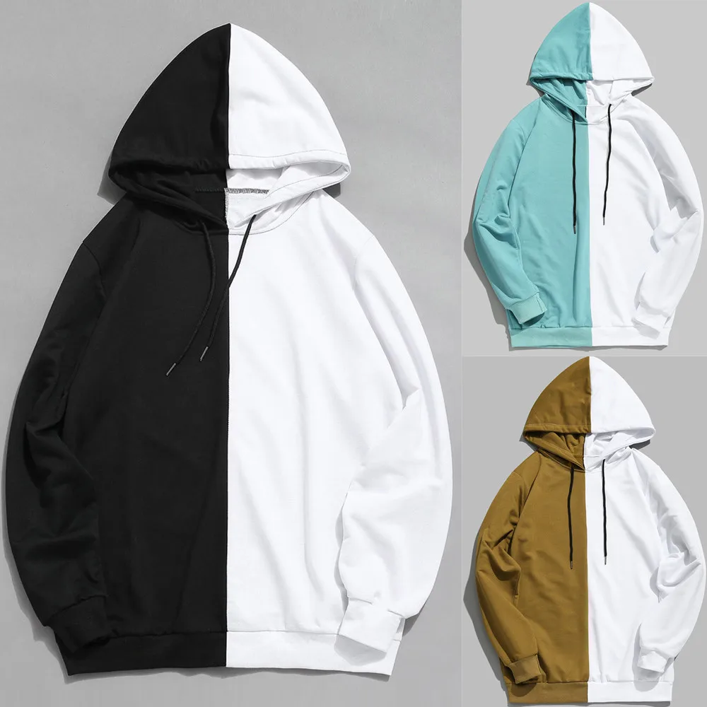 2019 Hoodie Sweatshirt Brand Men Casual Patchwork Slim Fit Hoodie ...