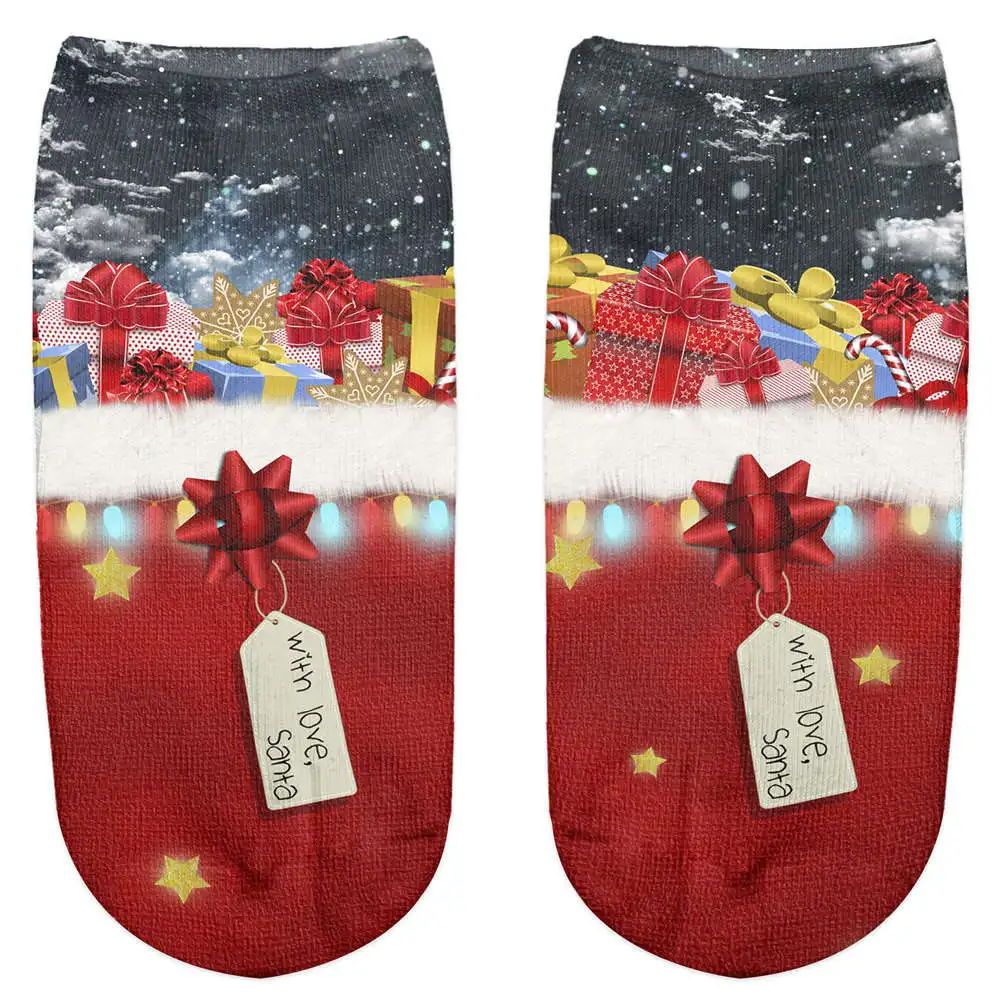 Модные женские носки забавный рисунок Санта Клаус рождественские носки дизайнерские носки с героями мультфильмов удобные женские короткие носки - Цвет: sxa600952