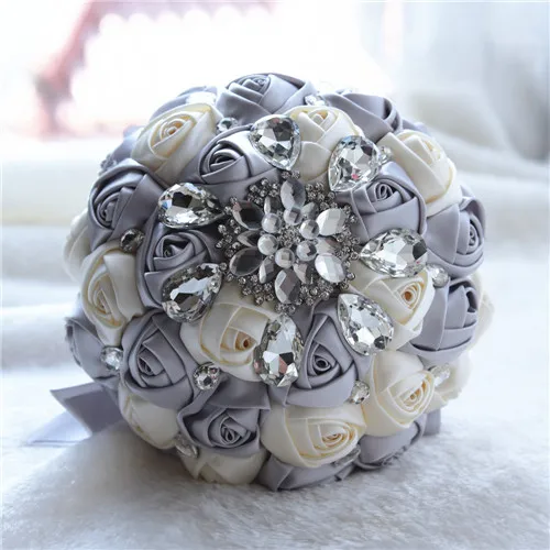 Gray milk white Lovegrace Свадебный букет шелковые розы горный хрусталь Свадебные букеты для подружки невесты красные цветы искусственный свадебный декоративный цветок для дома - Цвет: Gray milk white