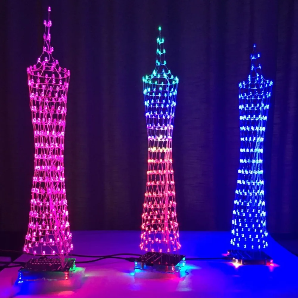 

Light cube kit Guangzhou tower small waist LED light MCU Music spectrum electronic DIY production parts atmosphere night light