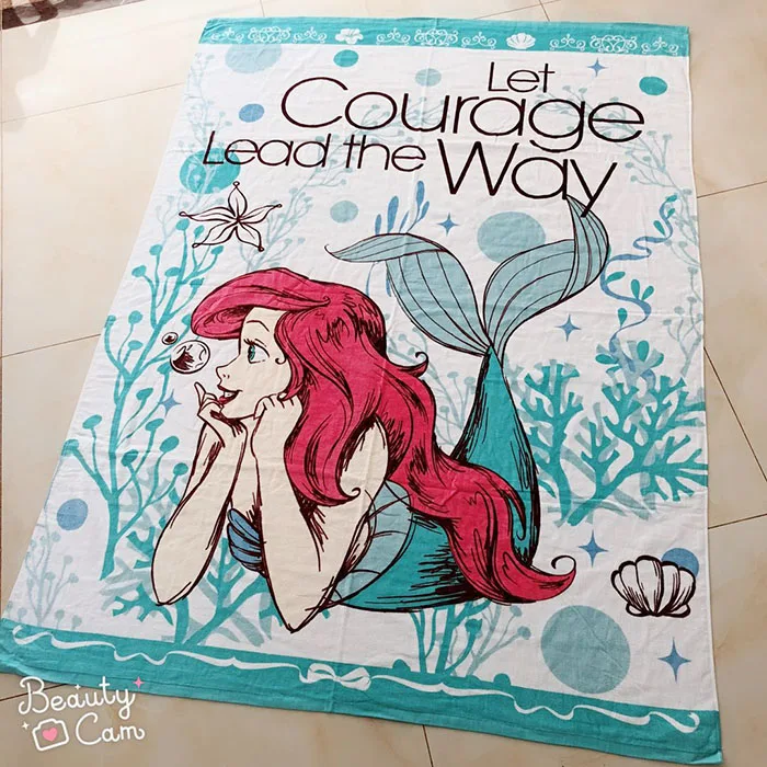 

The Little Mermaid Ariel Princess Pure Cotton Large Bath Towel Summer Cool Quilt Bath Towel 190x140cm
