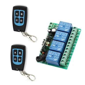 

Smart Home DC12V 4CH RF Wireless Remote Control Switch System Receiver With 2pcs Transmitter Jog /Self-lock /Inter-lock