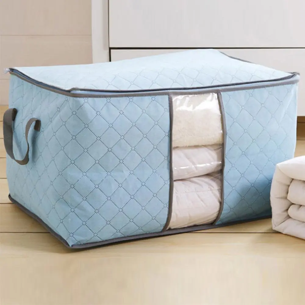 2019 New Quilt Storag Home Storage Organizer Portable Anti-dust Wardrobe Bamboo Clothes Bag Pouch Storage Box