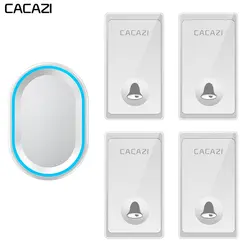 CACAZI автономный беспроводной дверной звонок 4 кнопки 1 приемник водостойкий без аккумулятора требуется домашний звонок колокольчик США ЕС