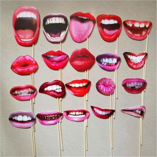 20Pcs/Set Adult Funny Lip Mouth DIY Photobooth Props Wedding Decoration DIY Photo Booth Birthday Party Decorations