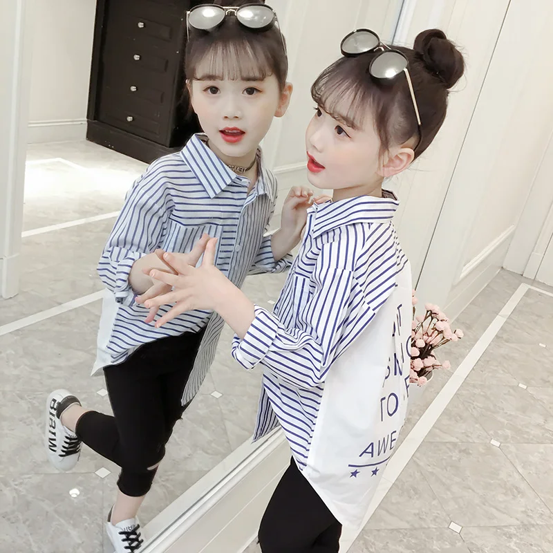 

Spring Autumn Striped Teenager Shirts Long Sleeve Kids Girls Clothing Casual Children Blouses School Girl Blouse Kids Costume