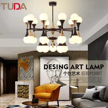 

TUDA LED Chandelier Nordic Zinc Alloy Chandelier Living Room Dining Room Bedroom Frosted Glass Ball Chandelier E14 110V 220V