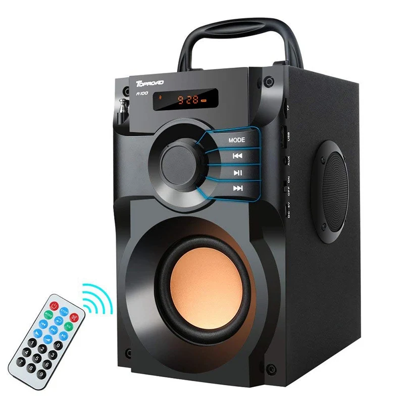 TOP Bluetooth Speaker 10W Subwoofer Heavy Bass Wireless Outdoor Speaker MP3 Player FM Radio TF Card for Party Phone Computer