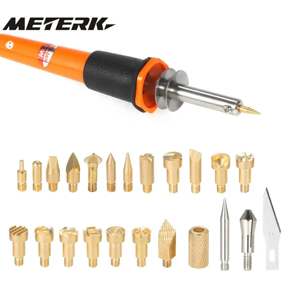 30W 24PCS Electric Soldering Iron Wood Pyrography Tool Set Wood Burning