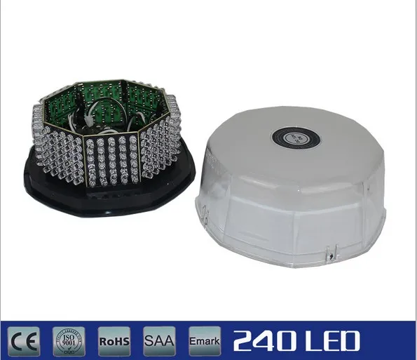 

240 LED Amber Magnetic Beacon Light Emergency Warning Strobe Yellow Roof Round