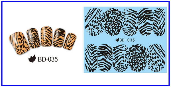 UPRETTEGO 12 упаковок/lot дизайн ногтей воды Наклейка ползунок наклейки черная черепаха оболочки куртка с принтом тигра и леопарда; кожи BD025-036