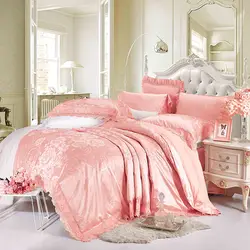 Роскошный розовый комплект постельных принадлежностей queen size из египетского хлопка домашний текстиль шелковое постельное белье king