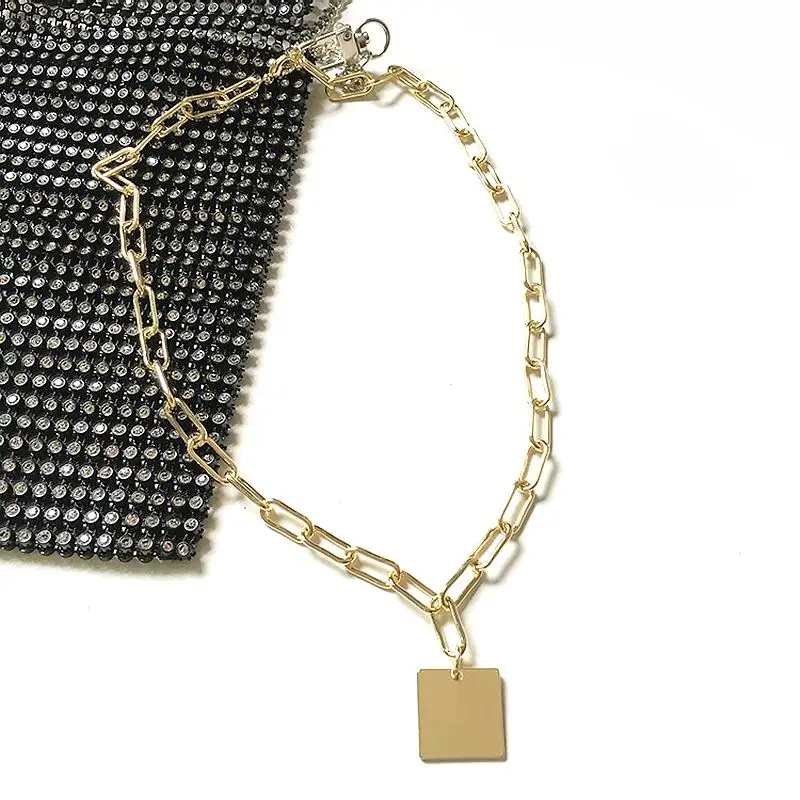 State мужское ожерелье с толстой цепочкой модное простое ожерелье с квадратной подвеской хип-хоп женское мужское ювелирное изделие