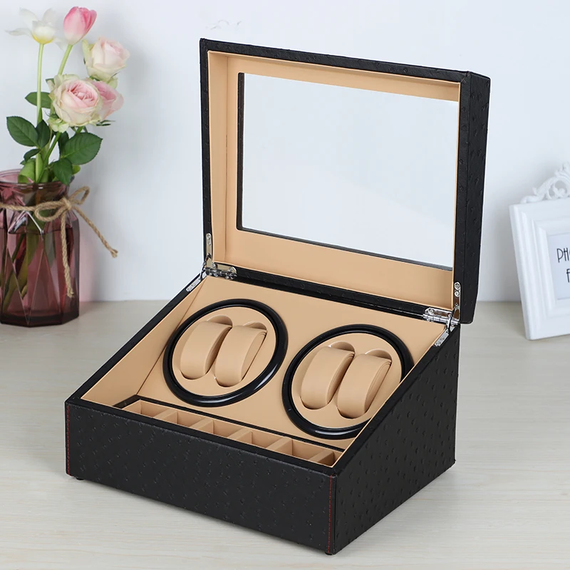 

US/EU/AU/UK Plug Automatic Mechanical Watch Winders Storage Box Case Holder Collection Watch Display Jewelry Black PU Leather