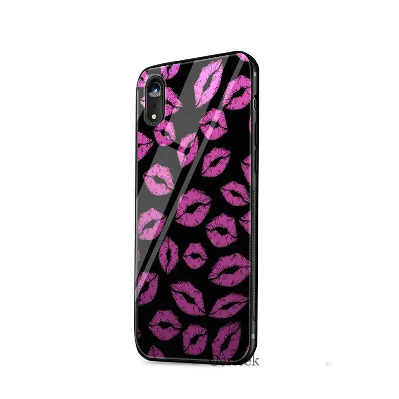 Чехол из закаленного стекла Kiss Me Lips губная помада чехол с румянами для iPhone 6 6s 7 8 X XS XR Max 5 5S SE