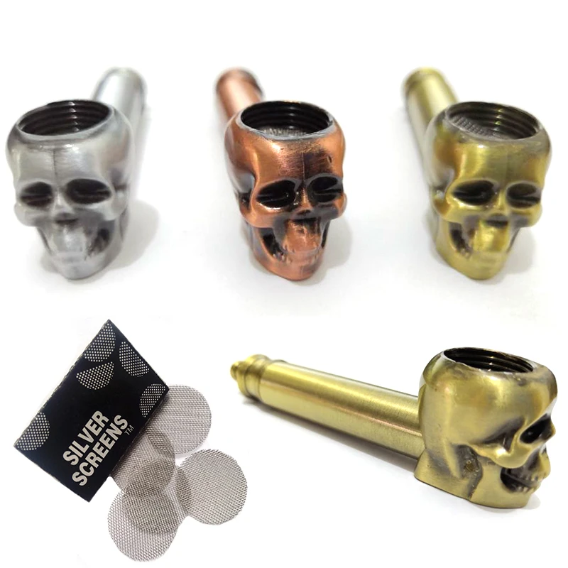 Metal Creativity Skull Classic Pipes Smoking Pipe Mouthpiece Filter Tobacco Pipe Cigar Narguile Grinder Smoke Cigarette Holder