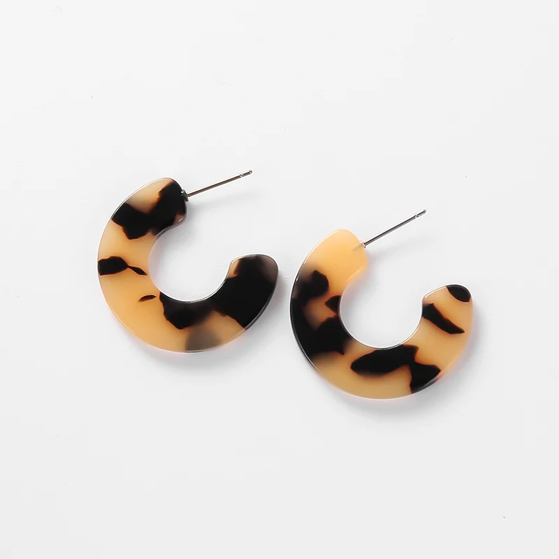 Кислотные серьги из акриловой смолы для женщин Brincos Tortoiseshell гвоздики элегантные
