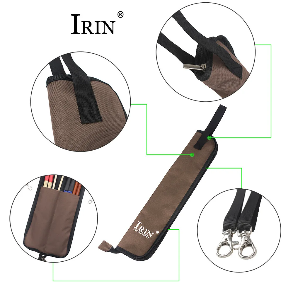 IRIN Drum Stick Gig Bag Водонепроницаемый чехол из ткани Оксфорд держатель с ручным