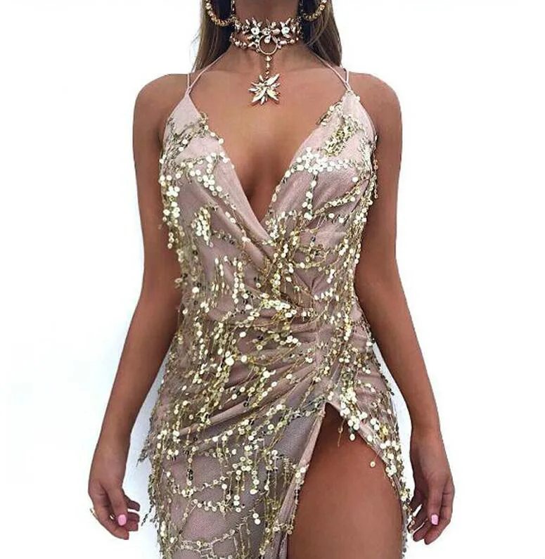 Женское платье с золотыми блестками JOYINPARTY длинное вечернее макси 2017|dress gold
