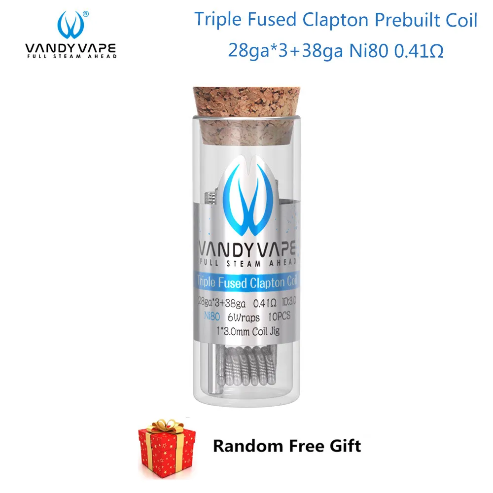 

50pcs Vandyvape Triple Fused Clapton Prebuilt Core 0.41ohm Ni80 Wire Accessory For Pulse X BF Kit Vape Tank Electronic Cig Vapor