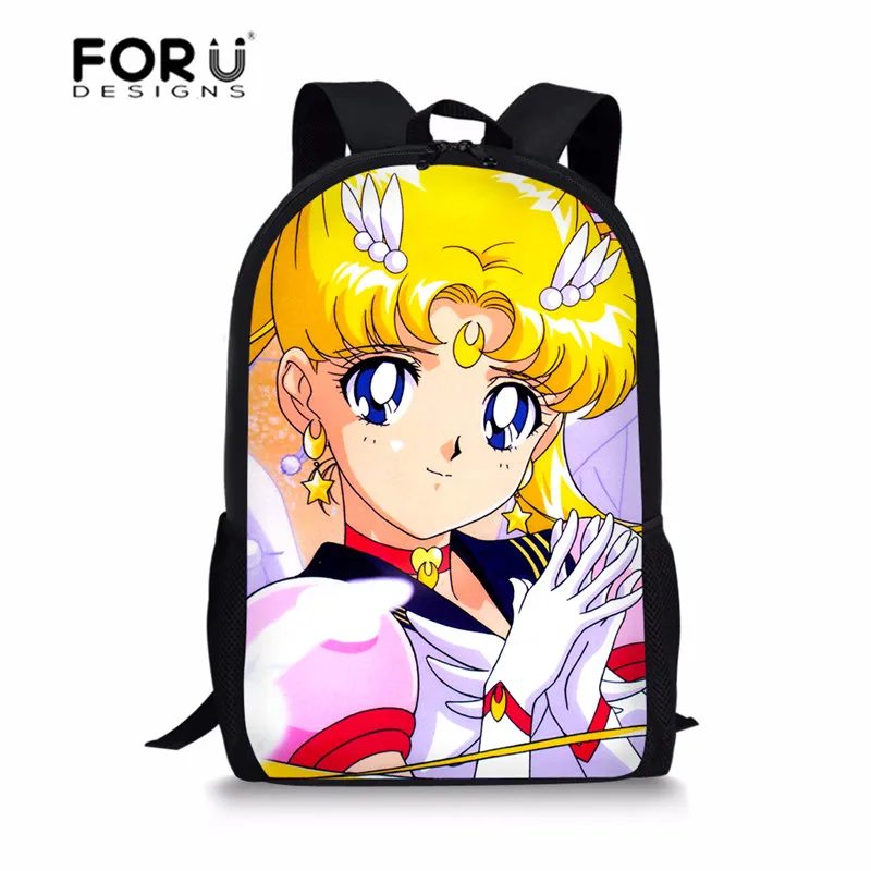 FORUDESIGNS Sailor Moon Printing Japanese School Bags for Girls Anime School Backpack Kids Bags