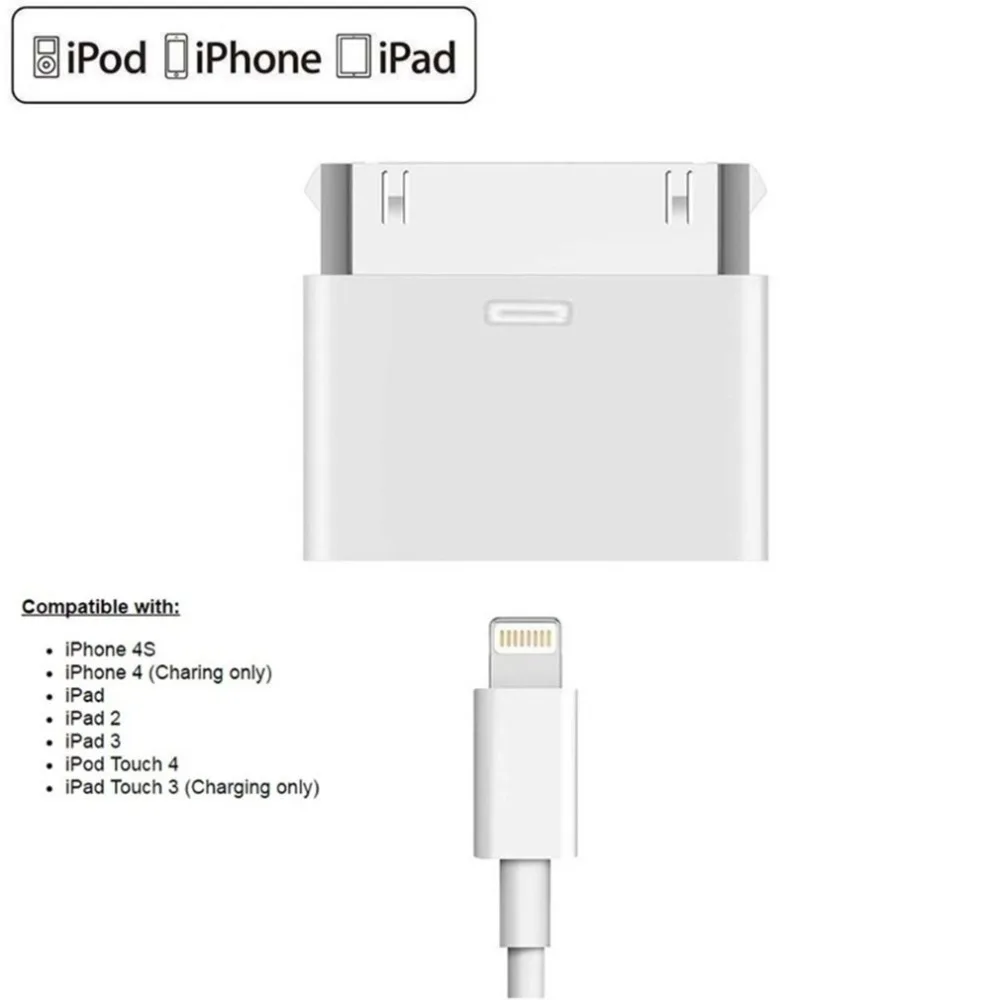 

8 Pin Female to 30 Pin Male Adapter Connector for iPhone 4S iPad 3 iPod Touch 4