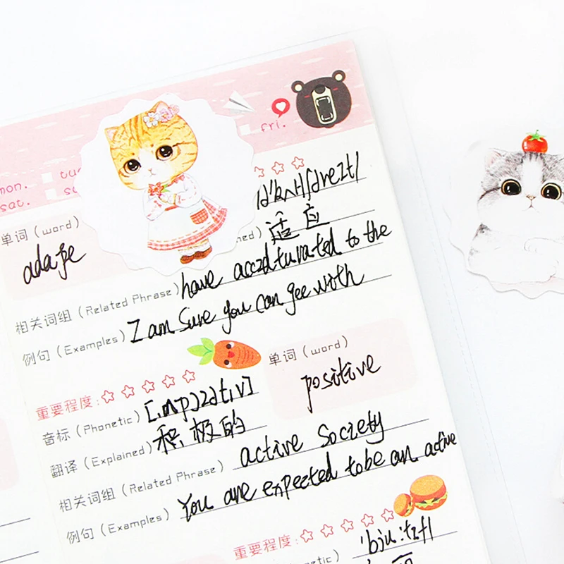 40pcs Pack Kids Children Cute DIY Cartoon Cat Stickers Kawaii
