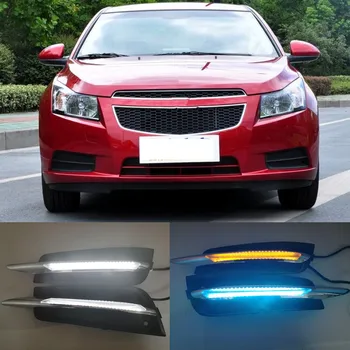 

Car Flashing 2PCS DRL Daytime Running Light fog lamp with yellow turn signal For chevrolet cruze 2009 2010 2011 2012 2013 2014