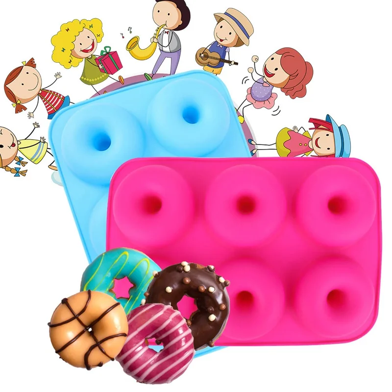 Donuts Mold Silicone Round Shape Doughnuts Mould Baking Jelly Fondant Cake Chocolate Decoration Pastry Tool | Дом и сад