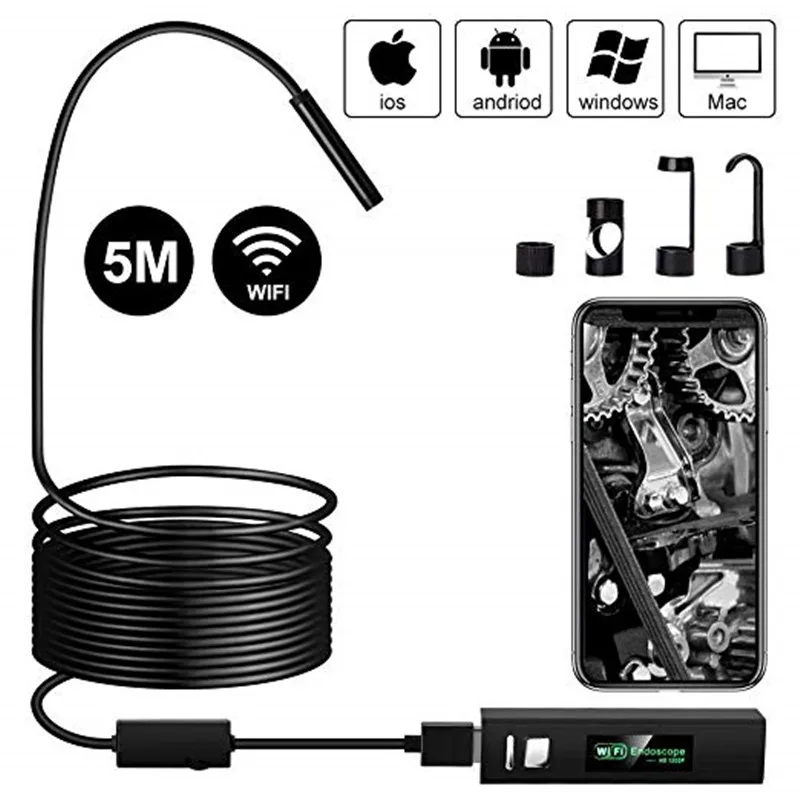 Smartphone iPhone Windows IOS Tablet 10M//Black TOPQSC Endoscope Camera Wireless Mobile Phone Inspection Camera IP67 Waterproof WiFi Megapixel 1200P HD Waterproof for Android Samsung