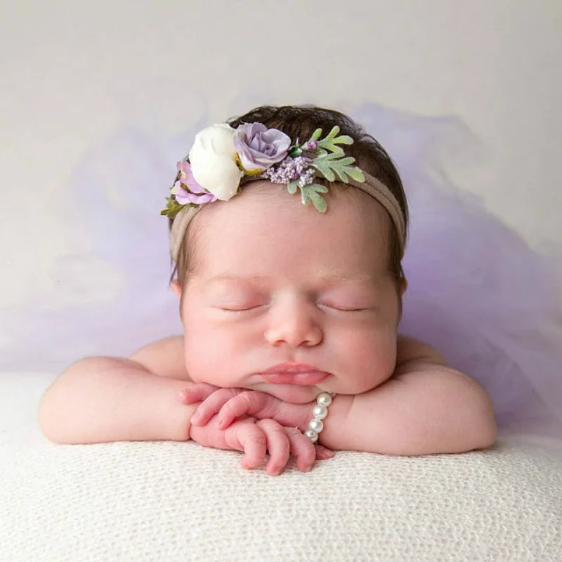 

Newborn Photography Props Baby Girl Pearl Bracelet + Headband Set Infant Photo Shoot Clothing Accessories Infant Baby Gift