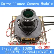 2MP 1920 * 1080 AHD CCTV 1080P mini Camera Module 1 / 2.7 2000TVL 2.8mm wide-angle 120 degree surveillance camera ODS/ BNC Cable