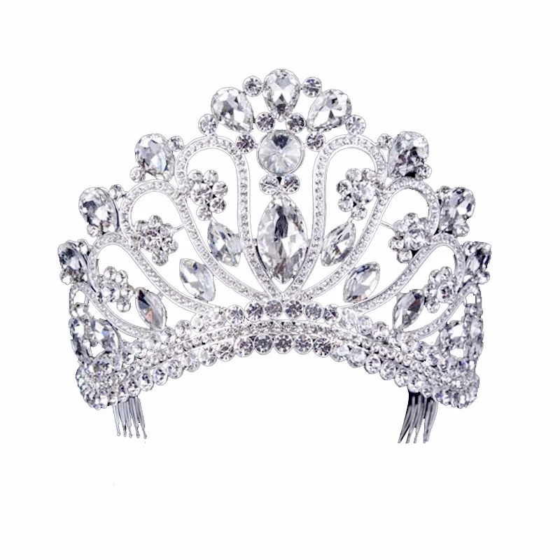 Золотые, серебряные стразы с кристаллами, королевская принцесса, свадебная диадема, диадема, корона для женщин, диадемы, T-042