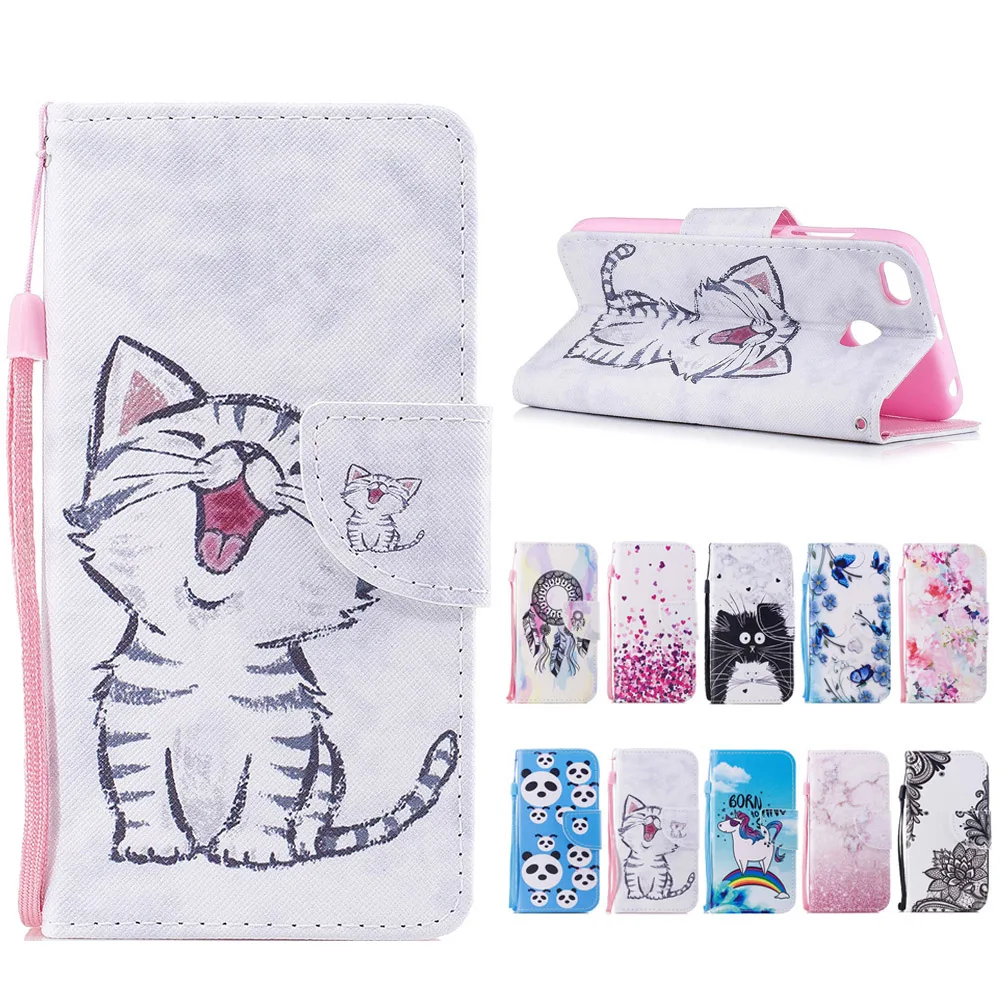 

Lovely Cat Leather Wallet Flip Case Cover sFor Huawei P Smart FIG-LX1 FIG-LX2 FIG-LX3 FIG-LA1 5.65" Mobile Phone Bag Cases