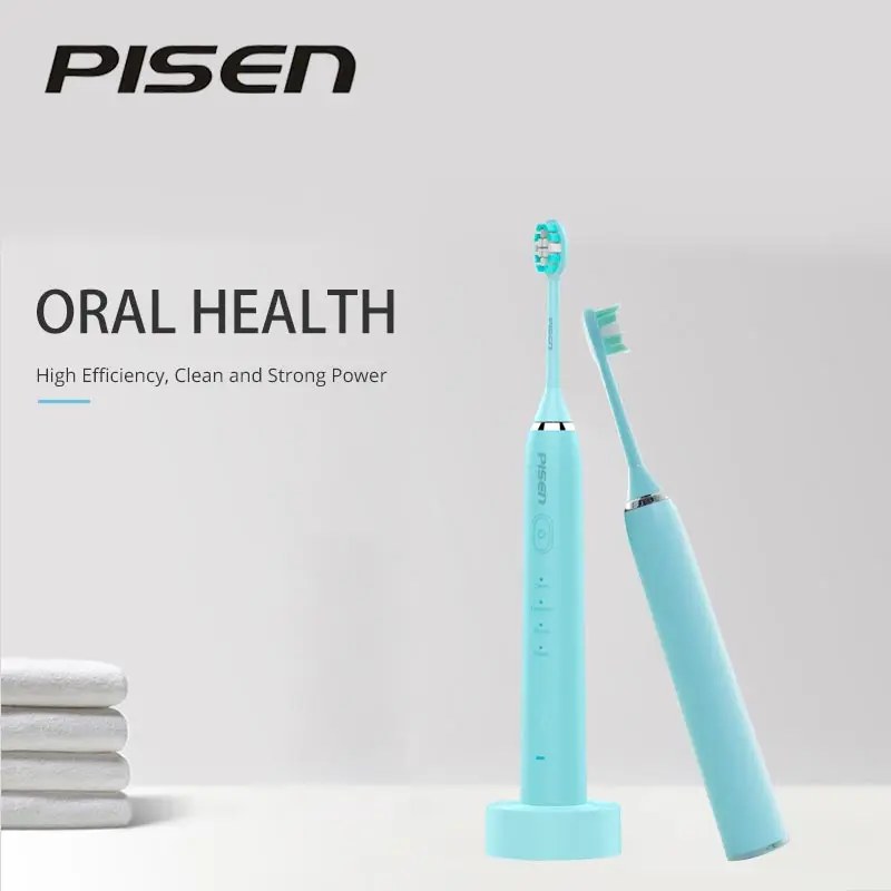 

pisen waterproof electric toothbrush USB charger Electric Tooth Brushes with 3pc Replacement B for lovely gift