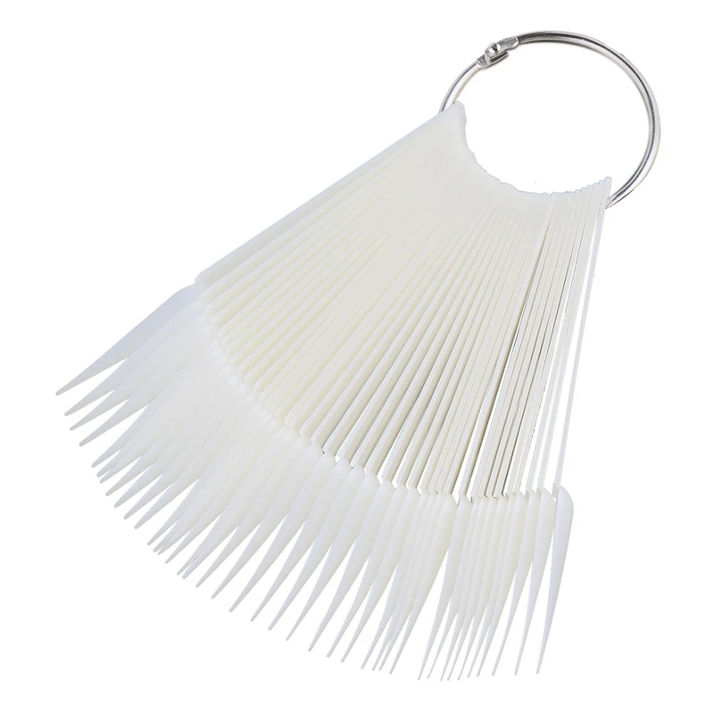 

40Pcs Sharp Fan Shaped Nail Art False Tips Polish Gel Color Practice Display Showing Card Sticks Manicure Tool