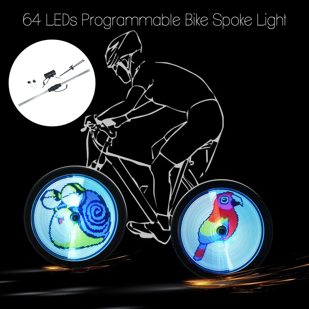 64/128 LED DIY Bicycle Light Bike Wheel Spokes Light Motor Tire Lamp Cycling Light Screen Display Image For Night Cycling YQ8003