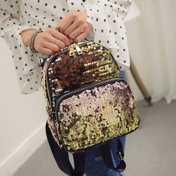 

Fashion Sequin Women's Backpack Preppy Style Female Backpacks For Teenager Girls High Quality PU Sweet Ladies Knapsack