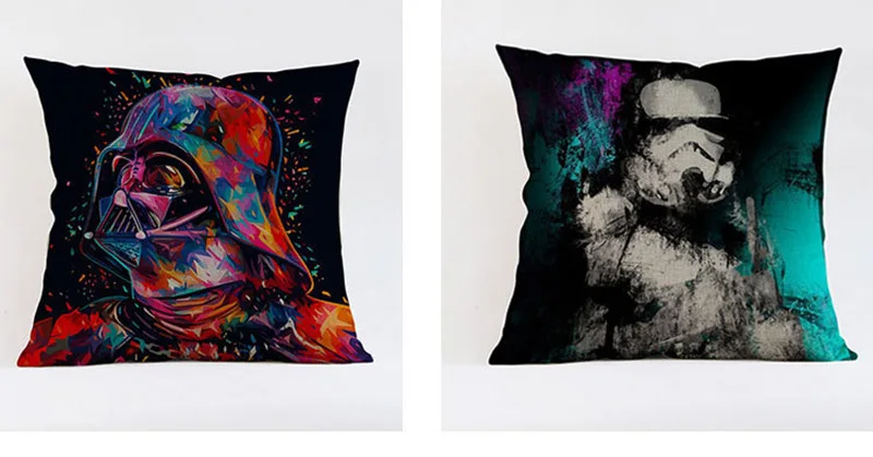 Classic Film Star Wars Splash-ink Style Characters Symbol Pillow Case Stormtrooper Master Yoda Darth Vader 3PO