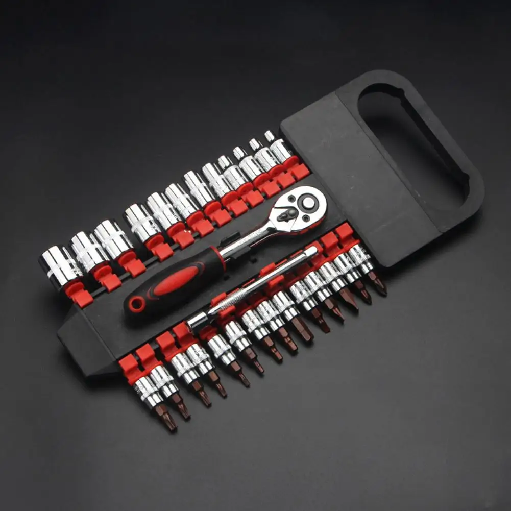 

28Pcs Car 1/4 Inch Ratchet Wrench Socket Release Extension Bar Repair Tool Set