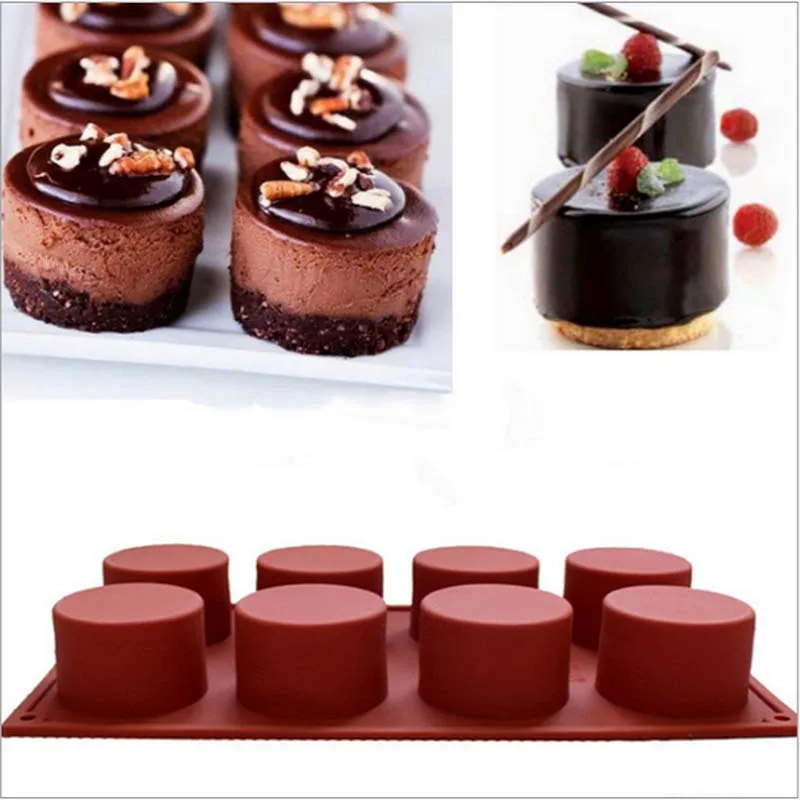 

8 Holes Round Silicone Cake Mold 3d Handmade Cupcake Jelly Cookie mould Mini Muffin Soap Maker Eco-friendly Diy Baking Tools