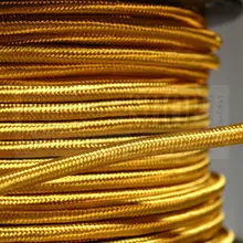 В винтажном стиле; 3 жилы цвет золотистый тканевый провод 3*0,75 мм кабель с Текстильной Оплеткой для кулон лампа из ткани кабель