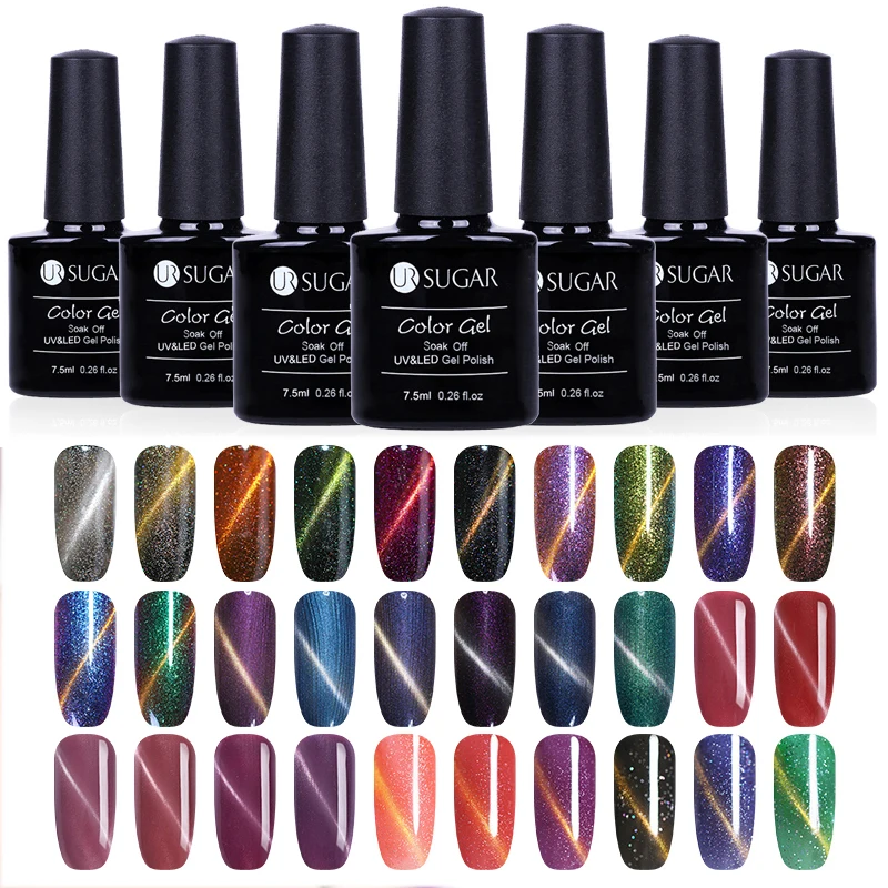 

UR SUGAR 7.5ml Chameleon Cat Eye Gel Nail Polish 3D Holographic Starry Sky DIY 3D Magnetic UV Gel Polish Manicure