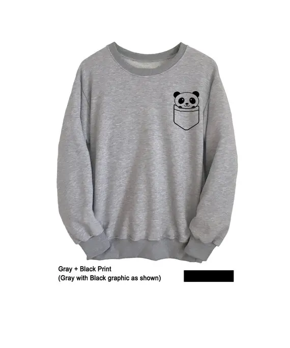 Panda Unisex Graphic Sweatshirt Teen clothing College Crewneck Pocket Tee Fashion Cute Patches 