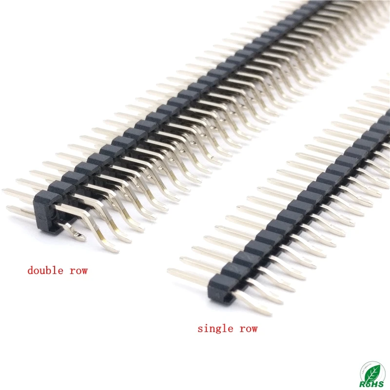 Cabeçote de Pino Macho 2.54 mm 1×4 2x40pin Fileira Única Dupla Ângulo Reto 90 Graus Smd Smt Suporte de Superfície Entrada de Solda Pcb