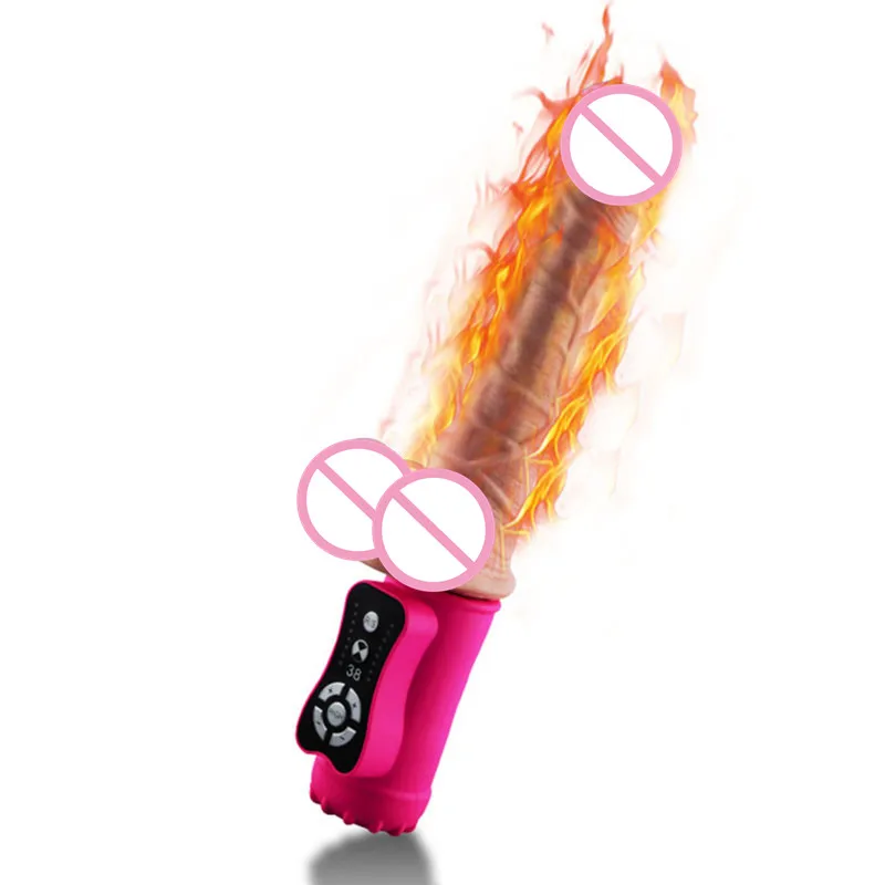 Large font b Dildo b font Vibrator Automatic Smart Sensing Telescopic Vibrator Soft Silicone Heating Realistic