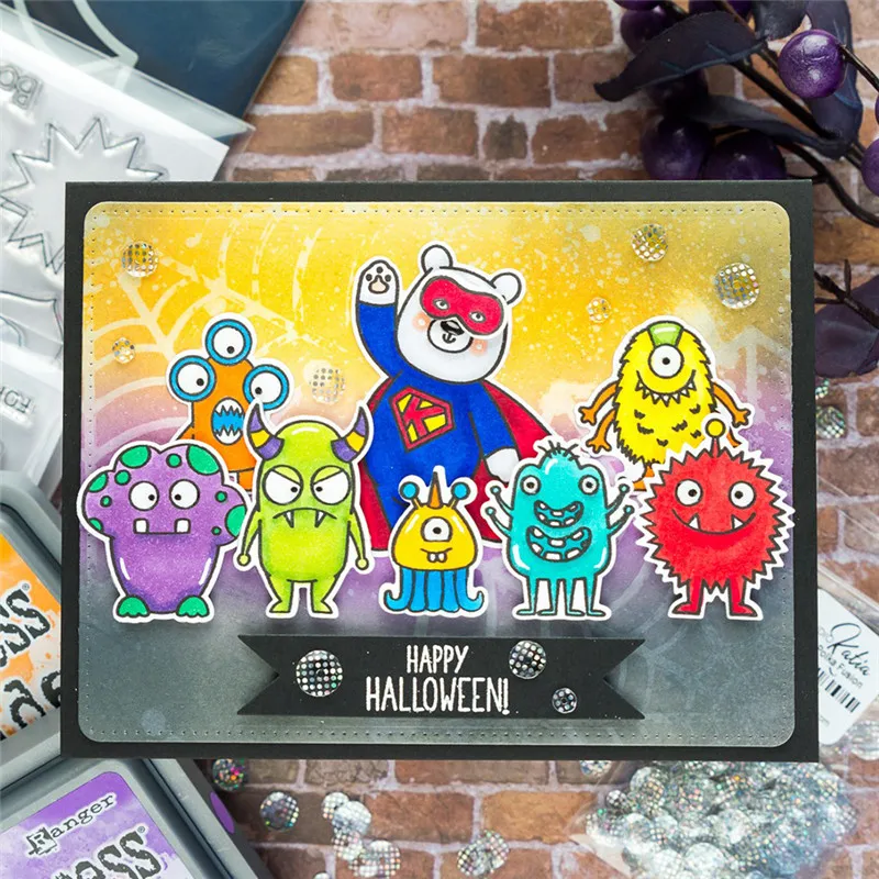 

YaMinSanNiO Monsters Star Animal Stamps and Dies Metal Cutting Dies for Scrapbooking New 2019 Craft Die Embossing Card Making